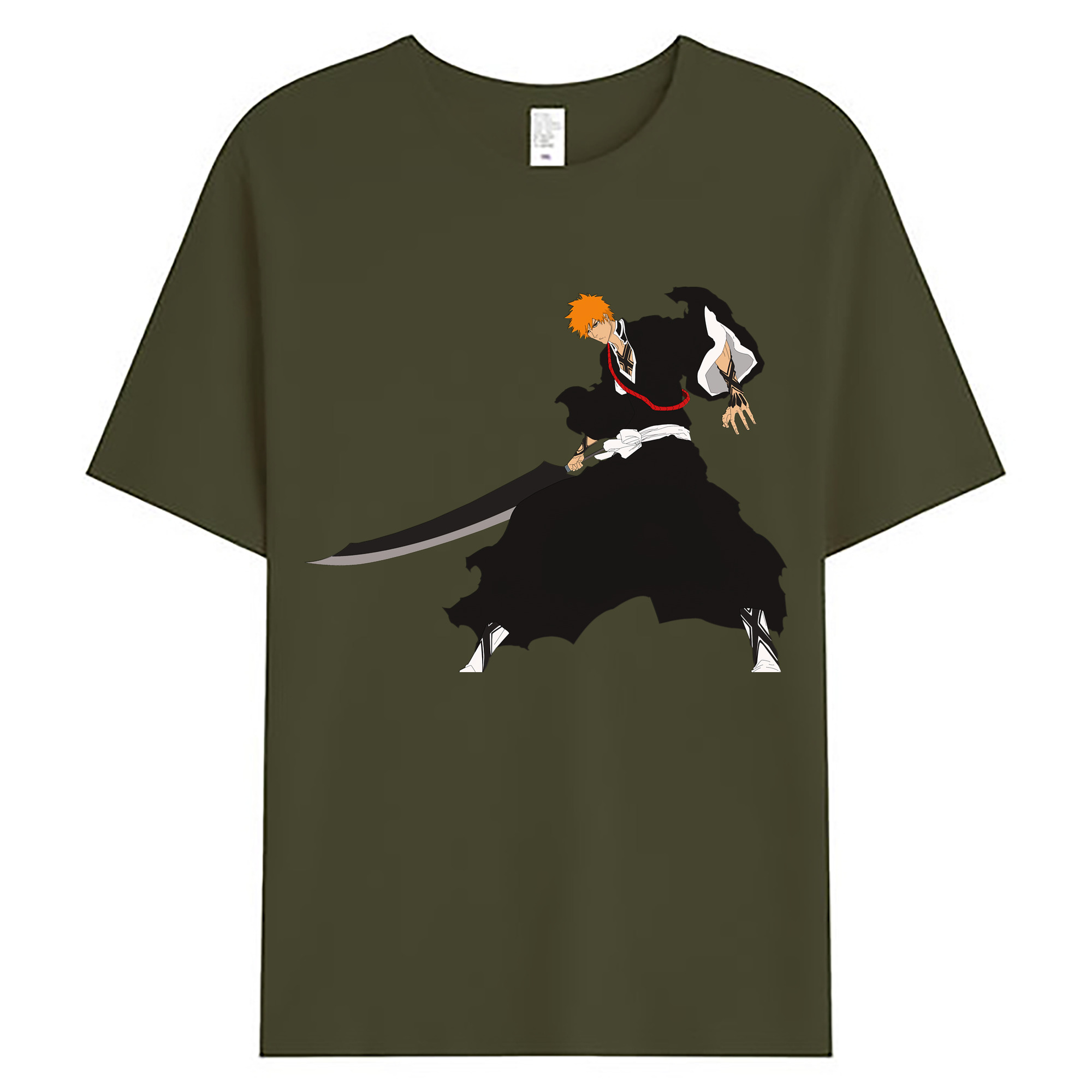 （画像用） ブリーチ 黒崎一護（くろさき いちご）BLEACH Kurosaki Ichigo 綿100％ メンズ半袖Tシャツ｜肌触りやわらか＆通気性